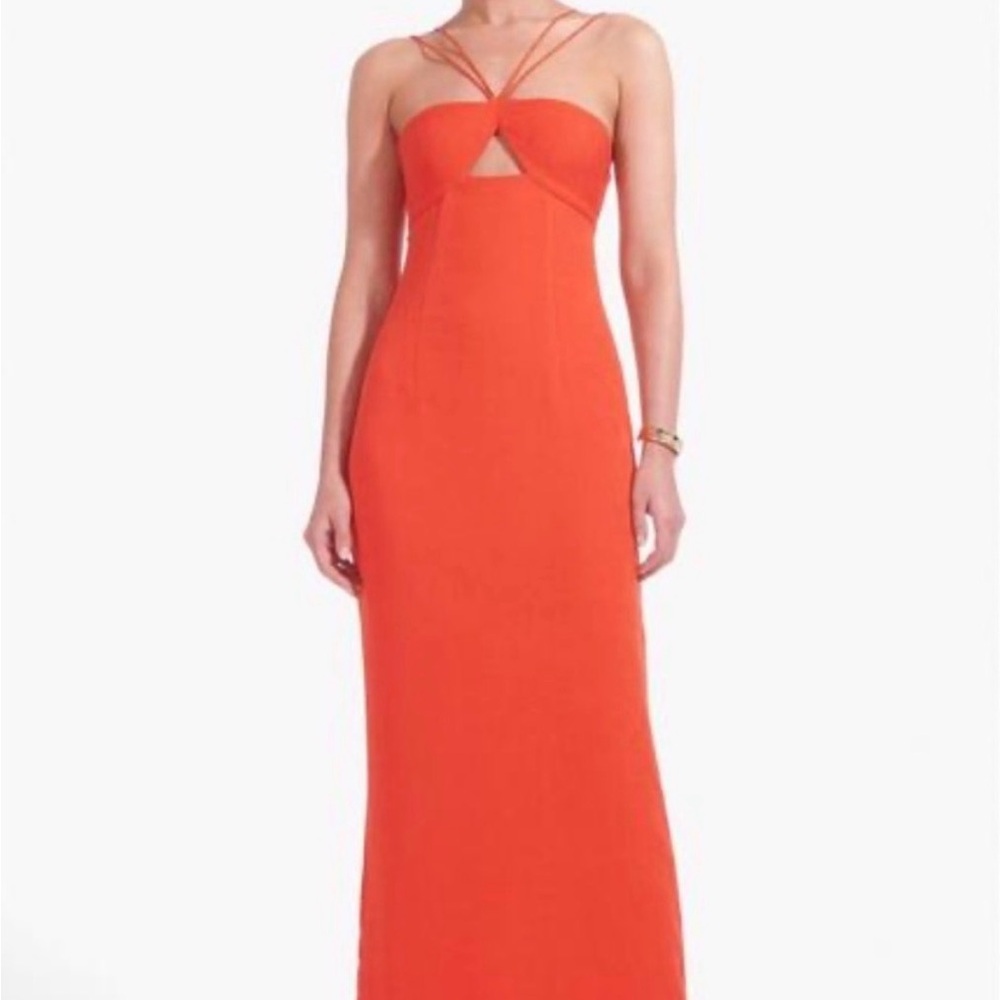 STAUD Gianna Front Keyhole Maxi Dress Ribbed Strappy cutout NWT Size 4